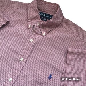 Ralph Lauren Shirt Mens Medium Short Sleeve Button Front Classic Fit Plaid‎